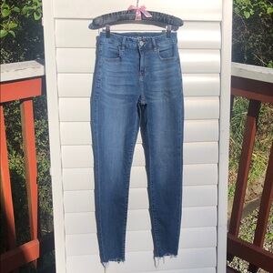American Eagle High Rise Blue Jeans with Vintage Fading